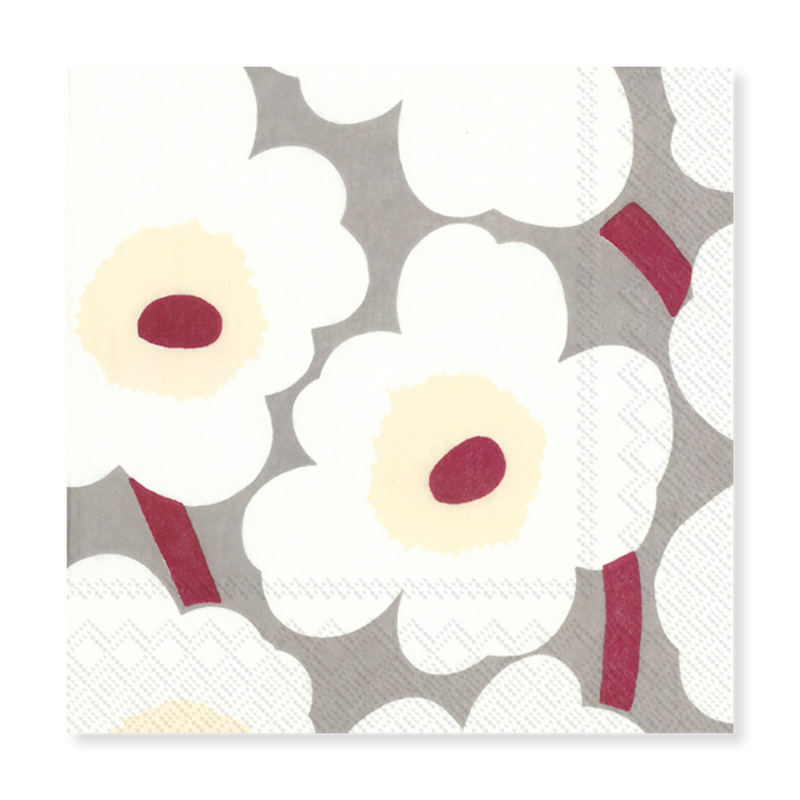 Marimekko Unikko White/Grey/Red Lunch Napkins (20 Pack)