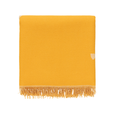 Marimekko Valkea Yö Blanket, caramel/cream/orange fringe ends