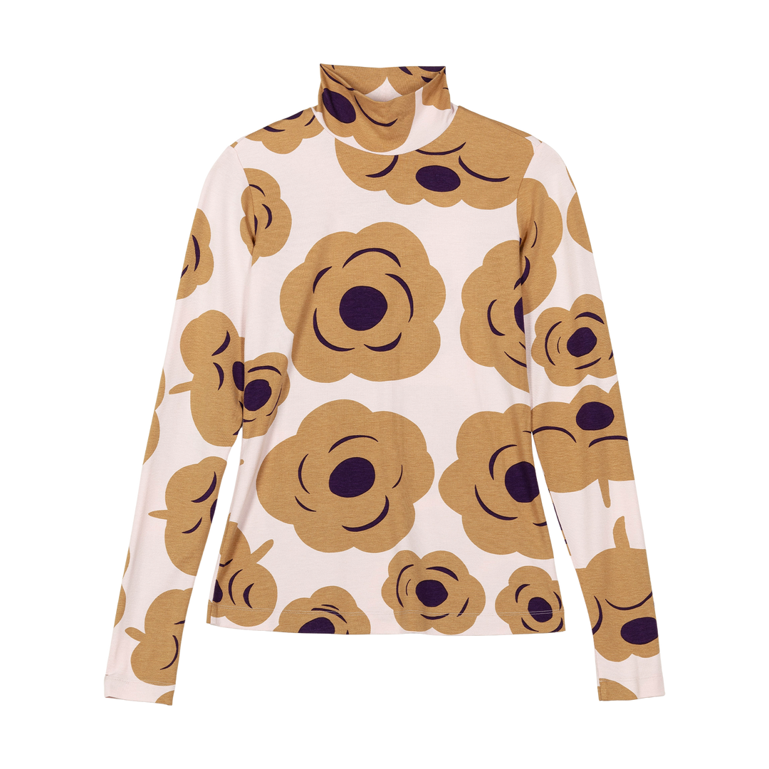 Marimekko Armas Tumma Turtleneck Shirt, lt.pink/brown/dk.purple