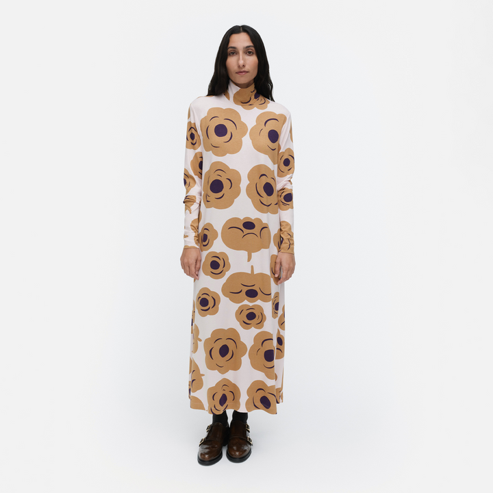 Marimekko Cavea Tumma Jersey Dress, lt.pink/brown/dk.purple