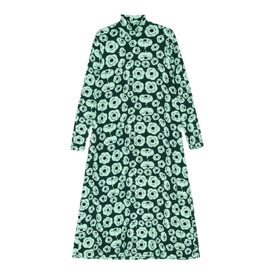 Marimekko Cavea Tumma Jersey Dress, dk.green/turquoise/black