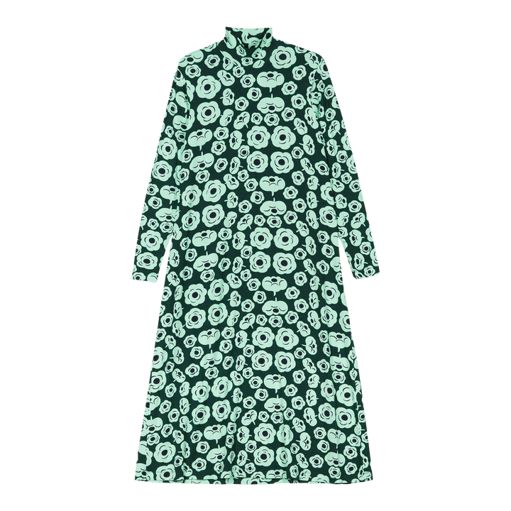 Marimekko Cavea Tumma Jersey Dress, dk.green/turquoise/black