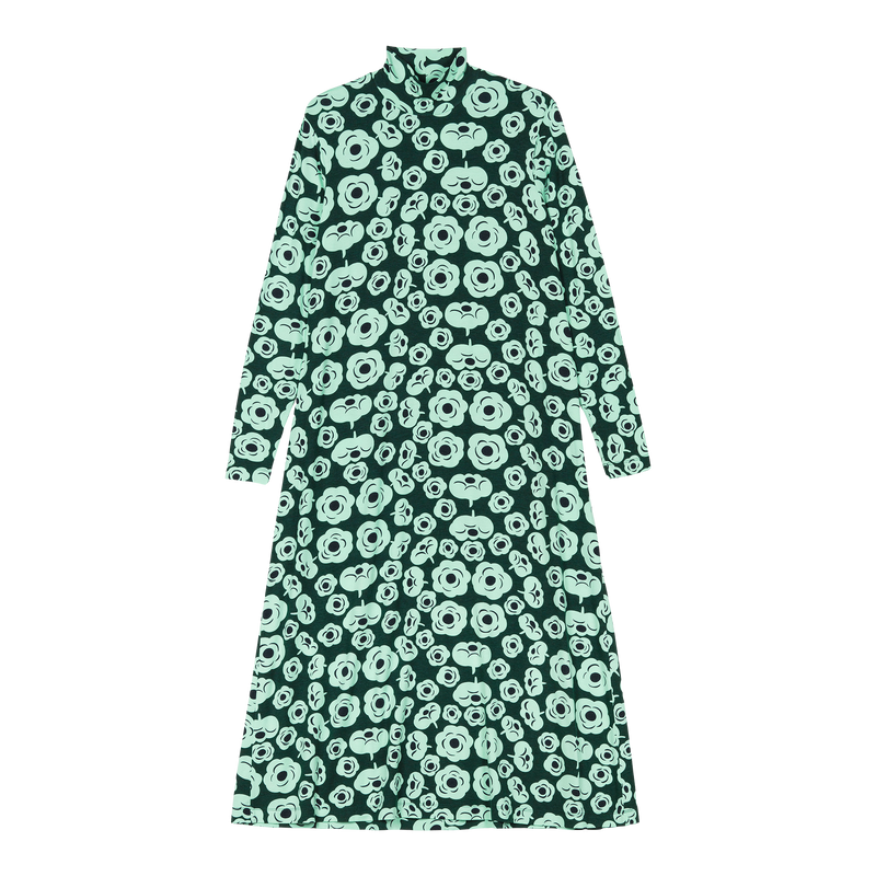 Marimekko Cavea Tumma Jersey Dress, dk.green/turquoise/black