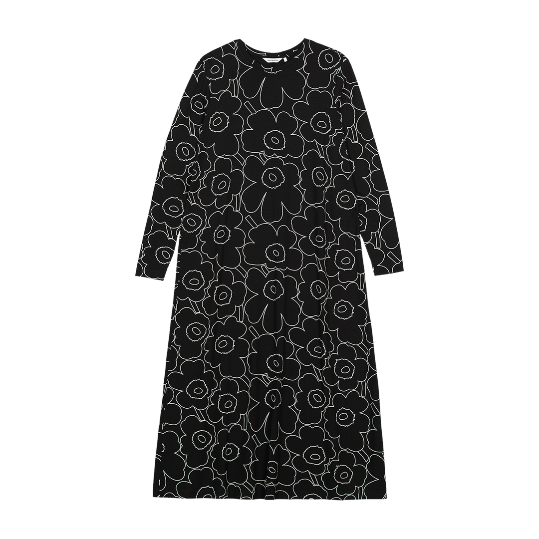 Marimekko Kolmin Piirto Unikko Jersey Dress, black/off-white