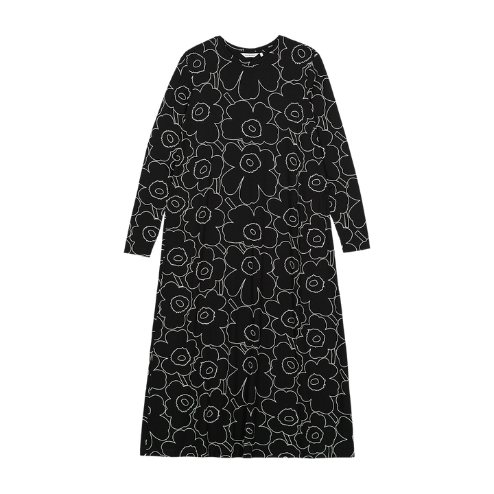 Marimekko Kolmin Piirto Unikko Jersey Dress, black/off-white