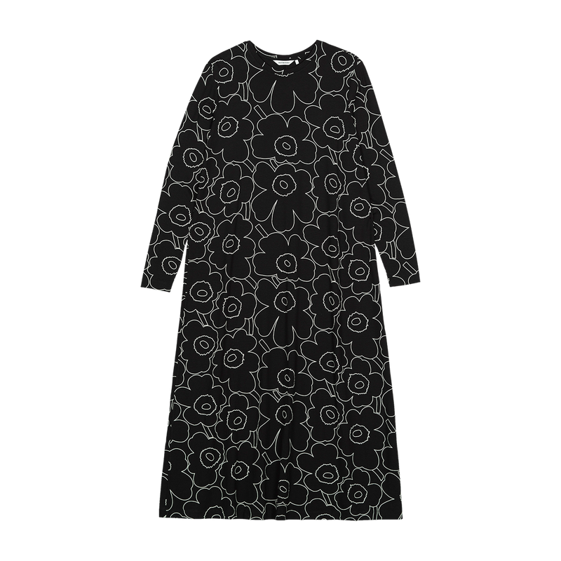 Marimekko Kolmin Piirto Unikko Jersey Dress, black/off-white