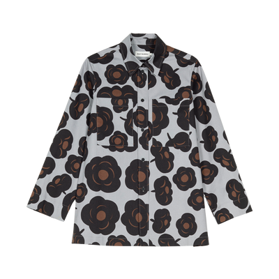 Marimekko Maaria Tumma Cotton Shirt, grey/black/brown