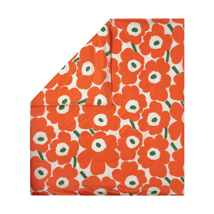 Marimekko Unikko Full / Queen Duvet Cover Set, off-white/orange