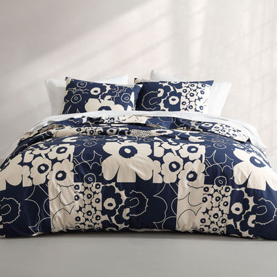 Marimekko Unikko Kollaasi King Duvet Cover Set, off-white/dk.blue