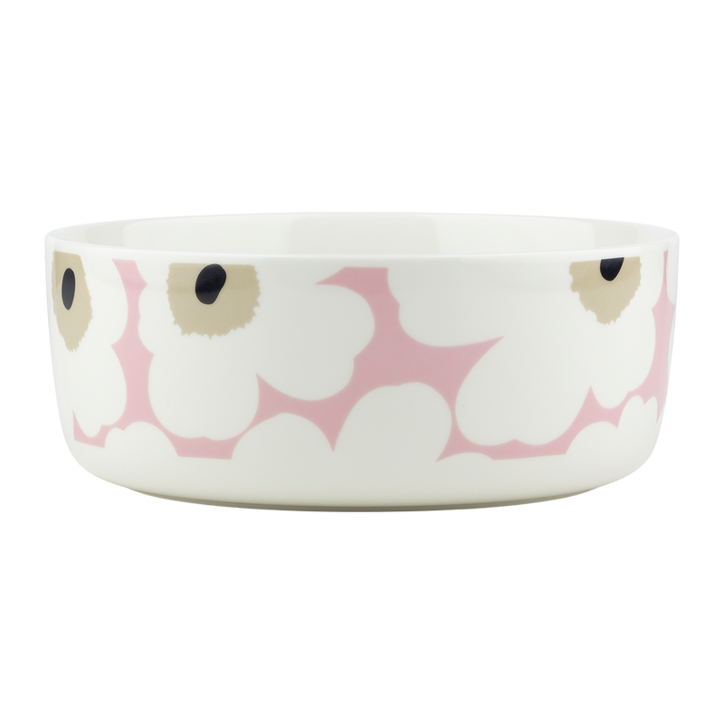 Marimekko Unikko Serving Bowl, off-white/pink/sand/charcoal