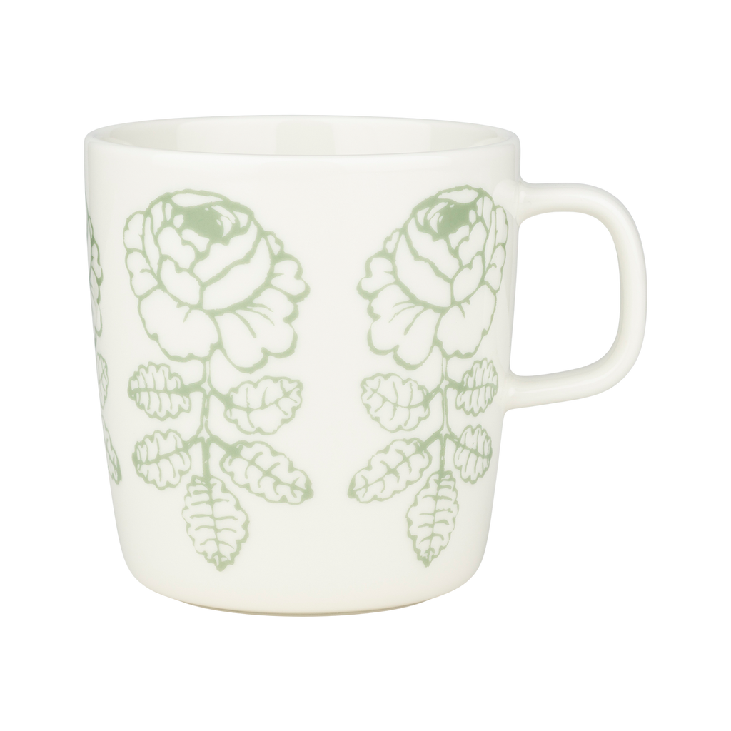 marimekko ホワイトタンクトップ 花刺繍 Marimekko Vihkiruusu Large Mug, white/sage – Touch of Finland