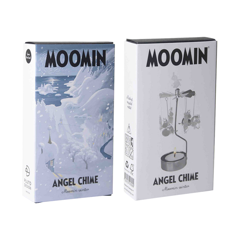 Two Moomin angel chime packaging boxes on a white background