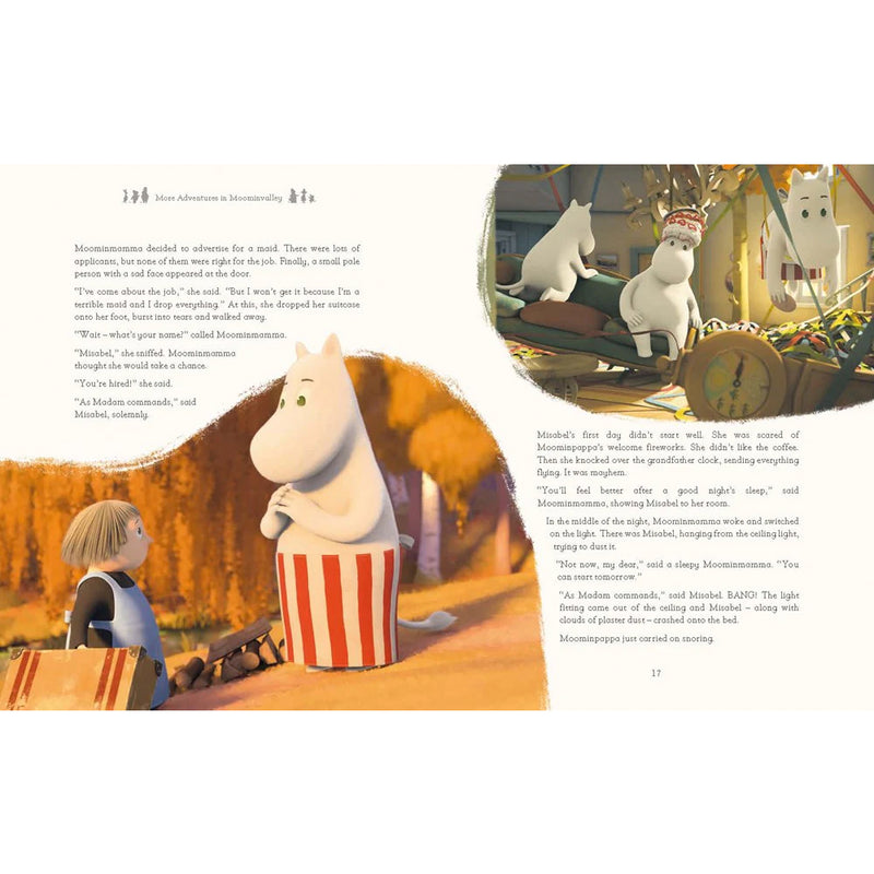 Illustrated book page with a cartoon character and a horse-drawn carriage.