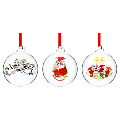 Muurla Mauri Kunnas Christmas Ball Ornament Set of 3