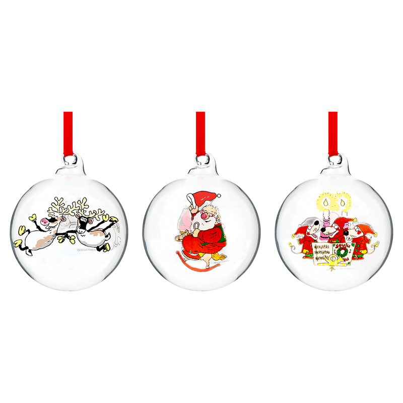 Muurla Mauri Kunnas Christmas Ball Ornament Set of 3