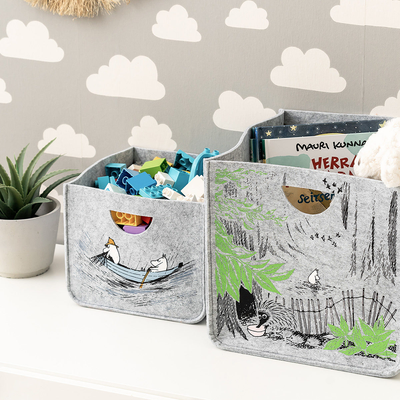 Muurla Moomin Baskets filled with toys and books