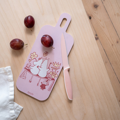 Muurla Moomin Flower Chop & Serve Board pink side