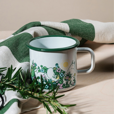 Muurla Moomin In The Garden Enamel Mug lifestyle