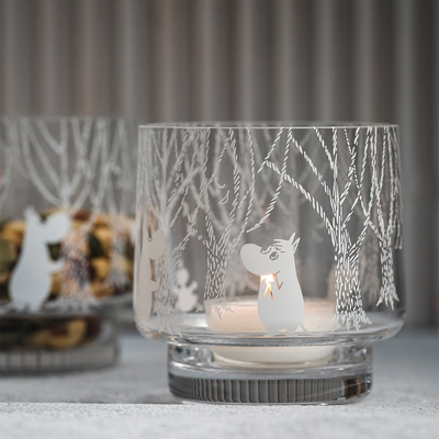 moomin short glass tealight holder