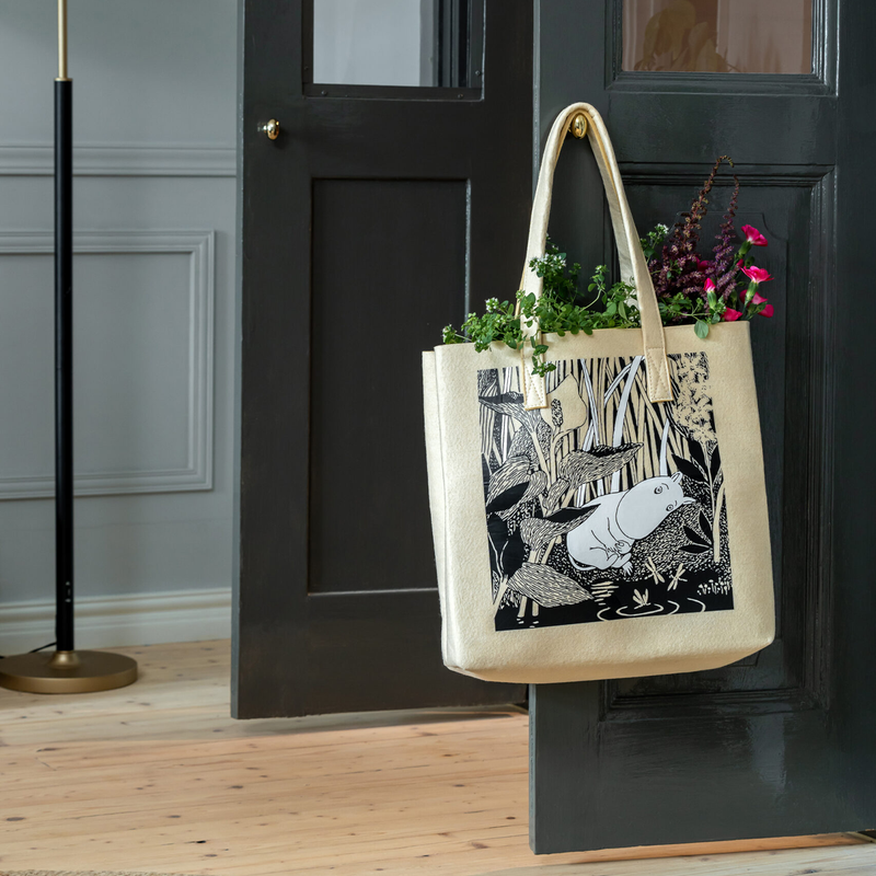 muurla moomin tote filled with flowers