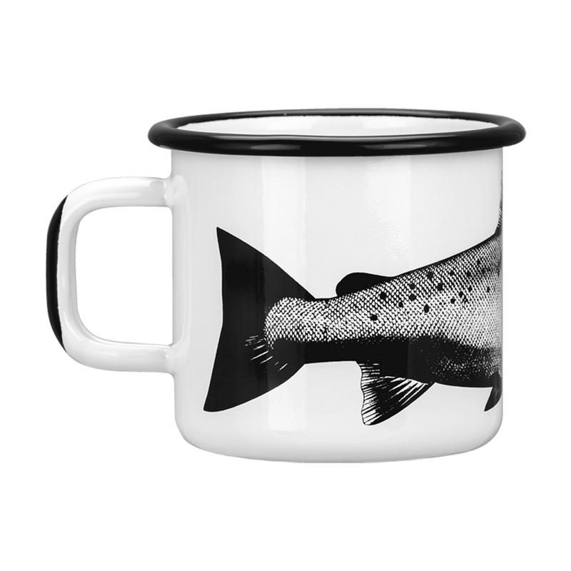 Muurla Nordic Salmon Enamel Mug wraparound design