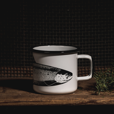 nordic salmon black and whit emug