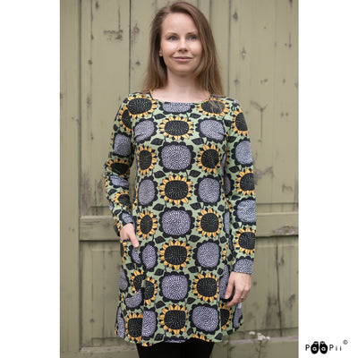 Sunflower patterned Kannel tunic with sleeves
