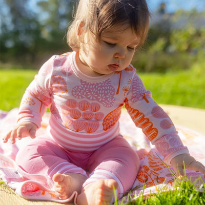 pink park pattern onesie