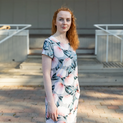 PaaPii Sointu Dress- Harmony, grey lifestyle closeup