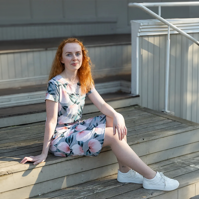 PaaPii Sointu Dress- Harmony, grey lifestyle sitting