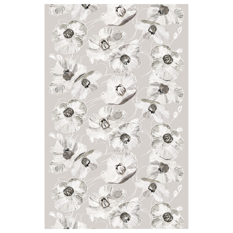 Floral pattern with white flowers on a gray background
