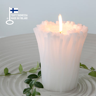 Pentik Kaisla White Candle light shining through