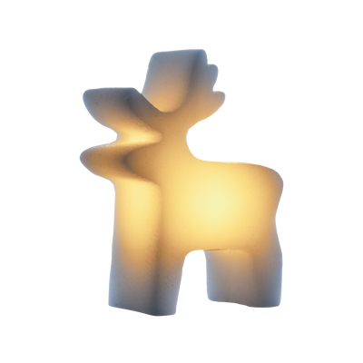 Abstract sculpture with a warm glow on a white background