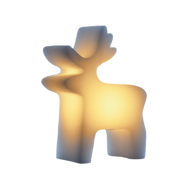 Abstract sculpture with a warm glow on a white background