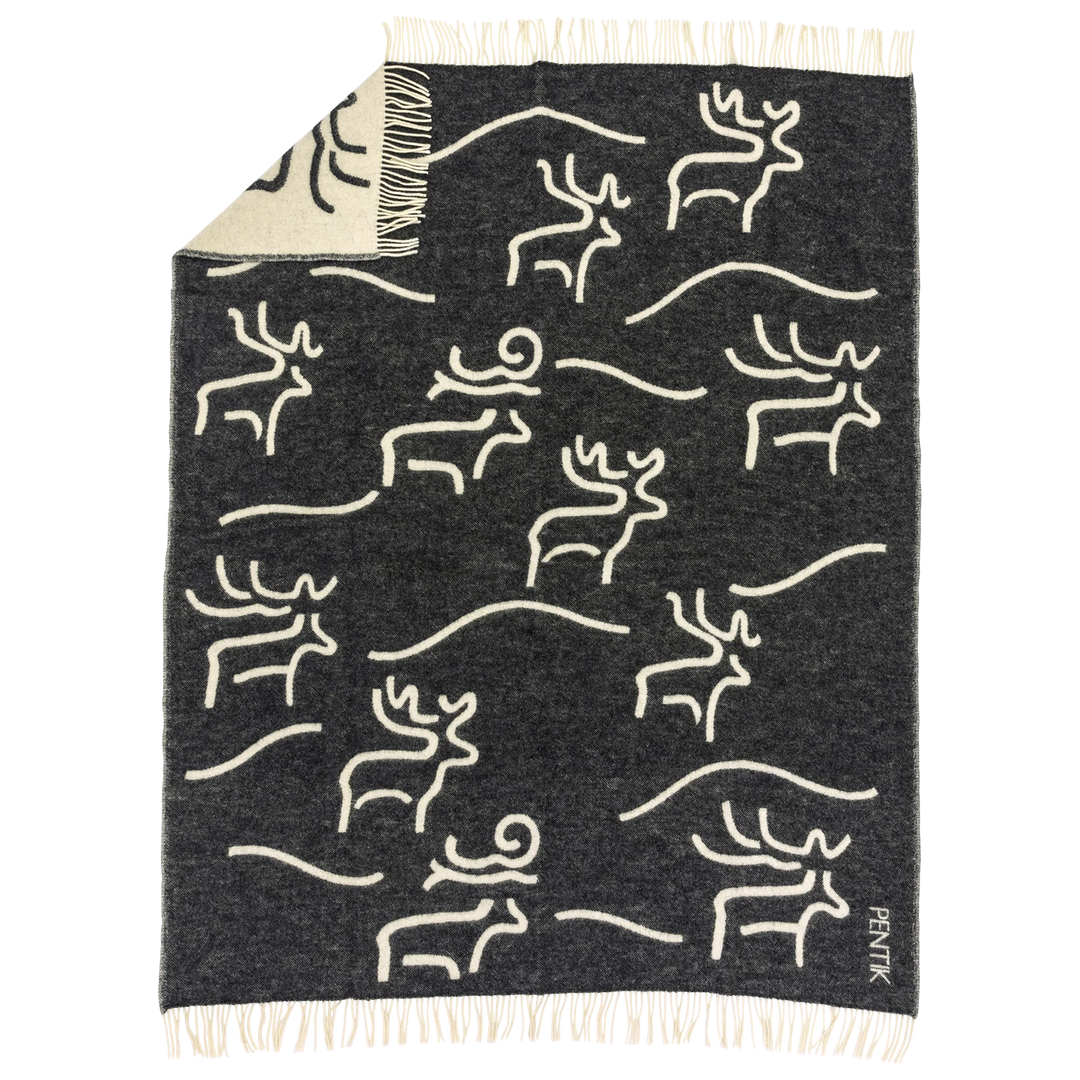 BABY WOOL BLANKET STOLE ブラック Midnight Sun Reversible 100% Baby Alpaca Wool Throw Blanket