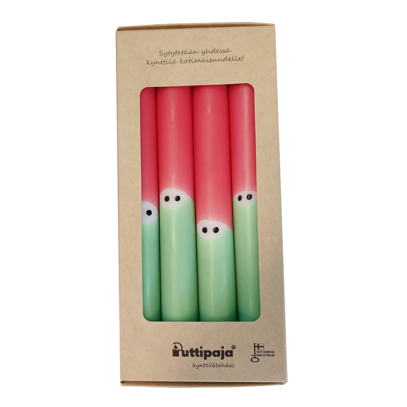 Puttipaja 4pk Tonttu Crown Candles, red/green