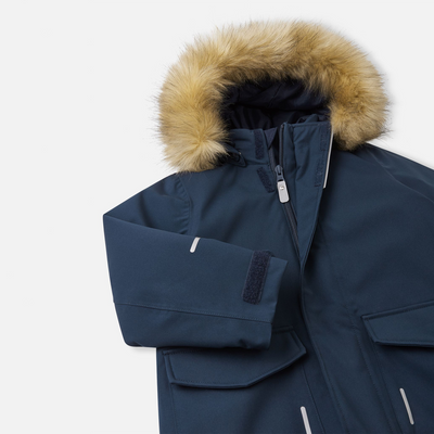 Reima Toddlers' Mutka Waterproof Winter Parka - Navy detachable hood