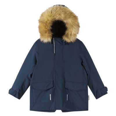 Reima Toddlers' Mutka Waterproof Winter Parka - Navy faux fur hood
