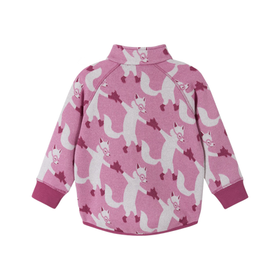 Reima Toddlers' Ornament Moisture-Wicking Fleece Sweater - Mauve Pink fox pattern