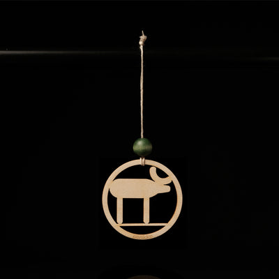 Aarikka Reindeer Ornament, varnished wood