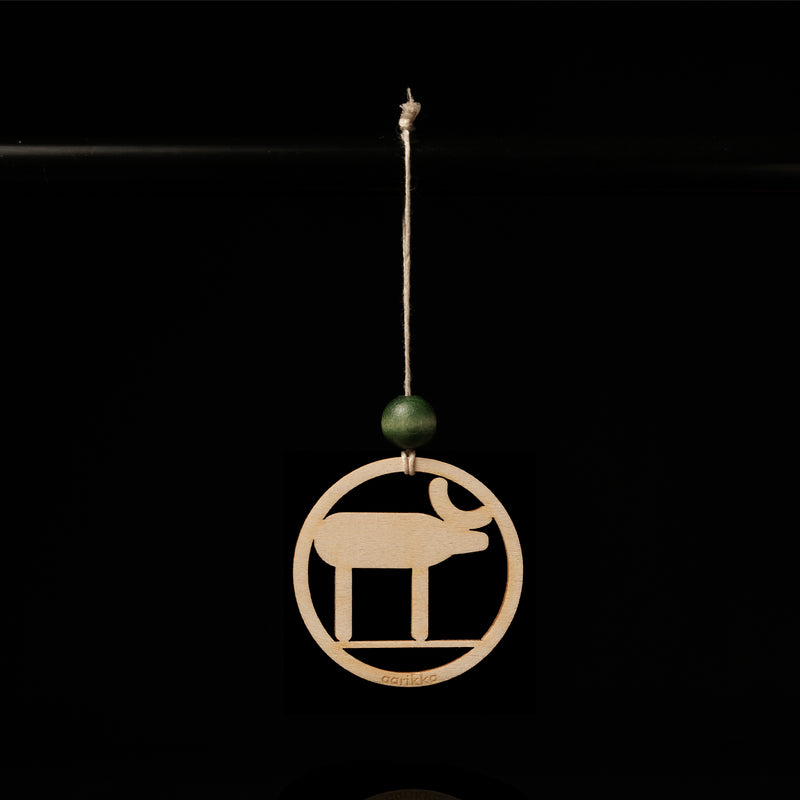 Aarikka Reindeer Ornament, varnished wood