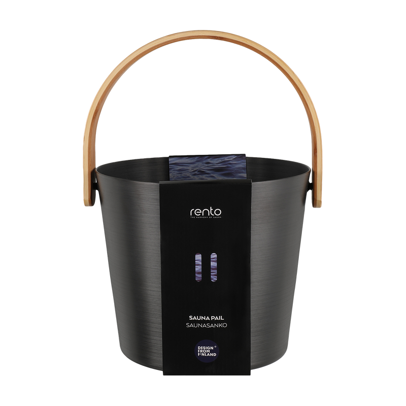 Rento Black Aluminum Sauna Bucket with packaging