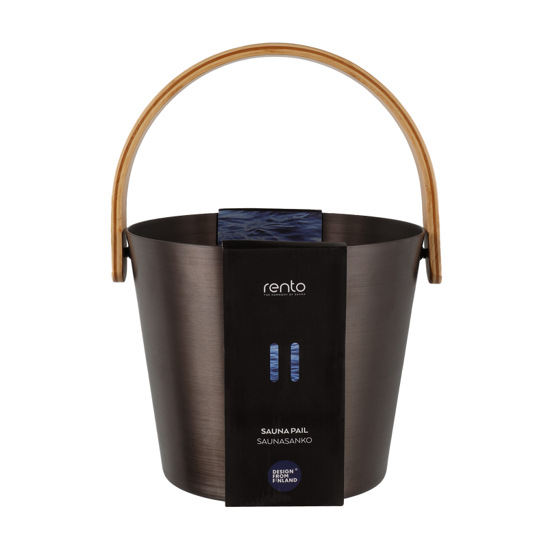 Rento Brown Aluminum Bamboo Sauna Bucket with packaging