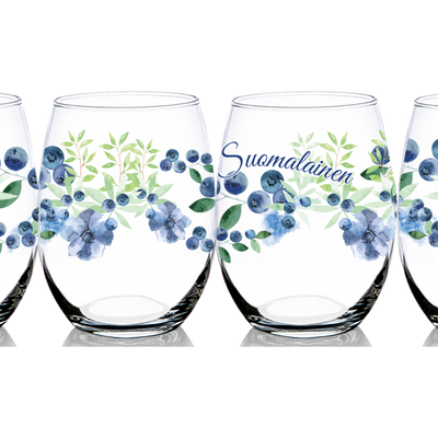 Suomalainen Blueberry Stemless Wine Glass close up