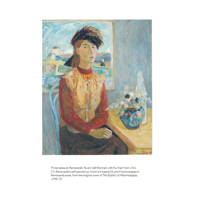 Artistic depiction of a person with a fur hat, sitting at a table with a scenic background