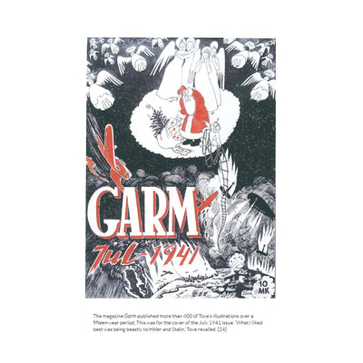 Vintage magazine cover with 'Garm' text and illustrations on a white background
