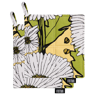 Vallila Hellekesa Pot Holder (Set of 2) yellow / green