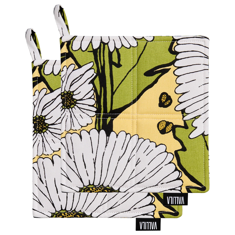 Vallila Hellekesa Pot Holder (Set of 2) yellow / green