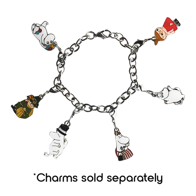 Bracelet with cartoon character charms on a white background