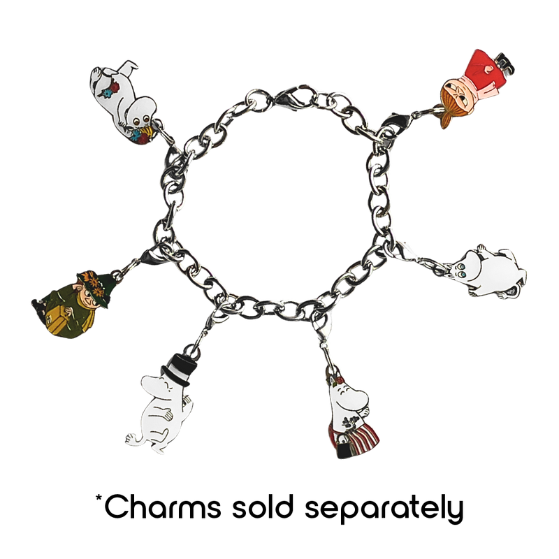 Bracelet with cartoon character charms on a white background